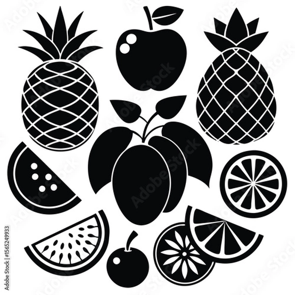 Fototapeta A set of fruits icon vector illustration