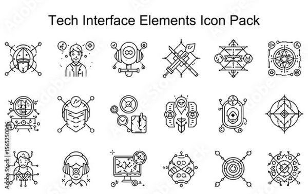 Fototapeta Tech Interface Elements Icon Pack