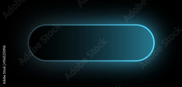 Fototapeta Glowing Neon Rounded Button UI Element with Blue Light Effect on Dark Background. Futuristic Tech Interface Style for App or Web Design.