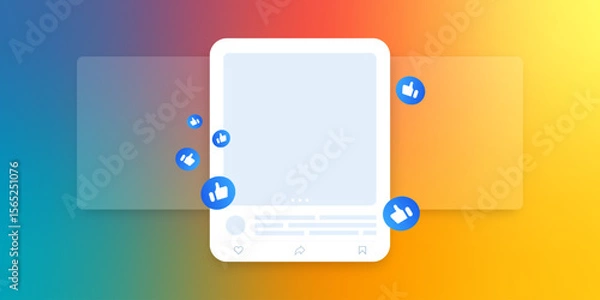 Fototapeta Social media mock up collection. Colorful social media interface.