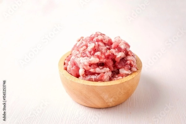 Obraz Fresh minced pork, fresh Ground pork on white background	