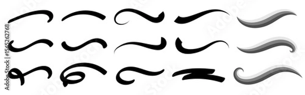 Fototapeta Collection of hand-drawn lettering underlines. Vector stroke elements for design accents and highlights. Set of decorative underline lines.