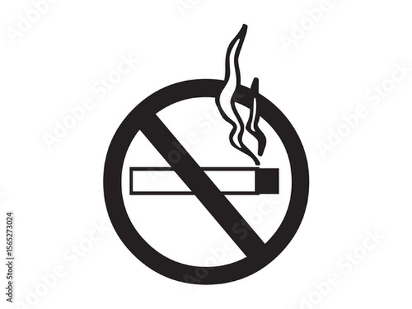 Fototapeta Vector isolated one single No Smoking sign, smoking is prohibited, do not smoke, round frame colorless black symbol icon logo infographics on a white background simple minimal graphic element