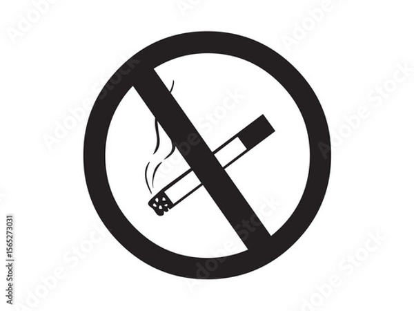 Fototapeta Vector isolated one single No Smoking sign, smoking is prohibited, do not smoke, round frame colorless black symbol icon logo infographics on a white background simple minimal graphic element