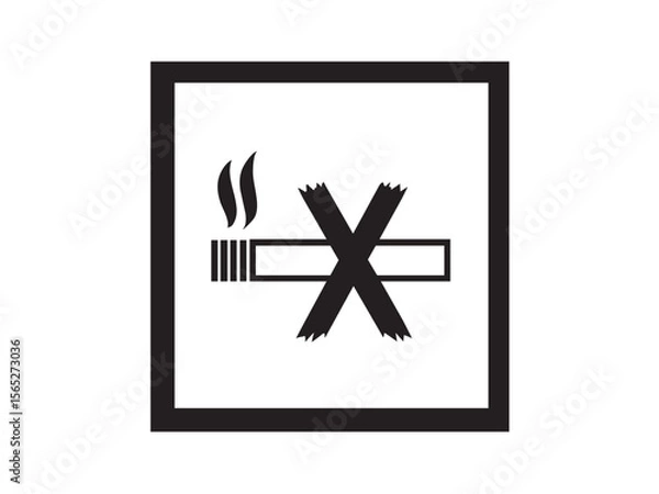 Fototapeta Vector isolated one single No Smoking sign, smoking is prohibited, do not smoke, square frame colorless black symbol icon logo infographics on a white background simple minimal graphic element
