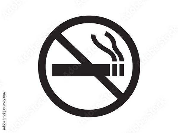 Fototapeta Vector isolated one single No Smoking sign, smoking is prohibited, do not smoke, round frame colorless black symbol icon logo infographics on a white background simple minimal graphic element
