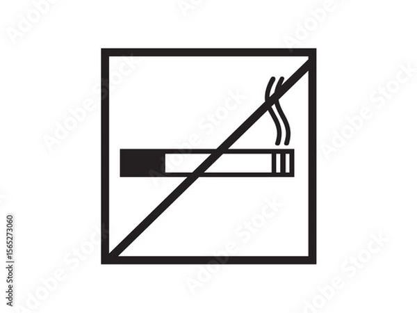 Fototapeta Vector isolated one single No Smoking sign, smoking is prohibited, do not smoke, square frame colorless black symbol icon logo infographics on a white background simple minimal graphic element
