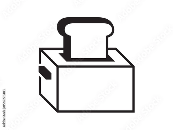 Fototapeta Vector isolated one single simple toaster with bread  colorless black and white symbol icon logo infographics on a white background simple minimal graphic element