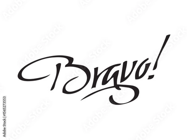 Fototapeta Vector isolated lettering word BRAVO text hand written marker style colorless black symbol icon logo infographics on a white background simple minimal graphic element
