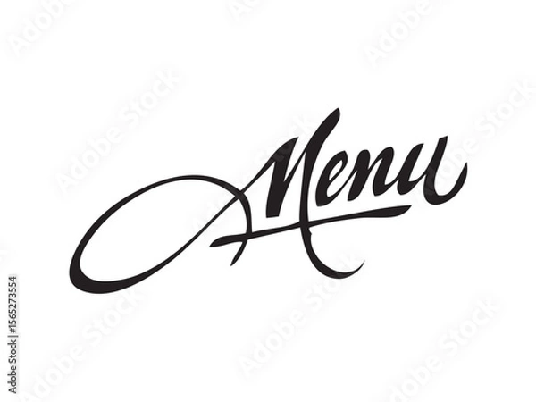 Fototapeta Vector isolated lettering word MENU text hand written marker style colorless black symbol icon logo infographics on a white background simple minimal graphic element