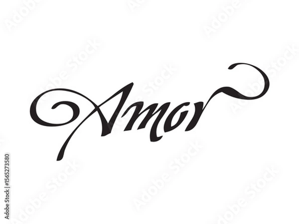 Fototapeta Vector isolated lettering word AMOR text hand written marker style colorless black symbol icon logo infographics on a white background simple minimal graphic element