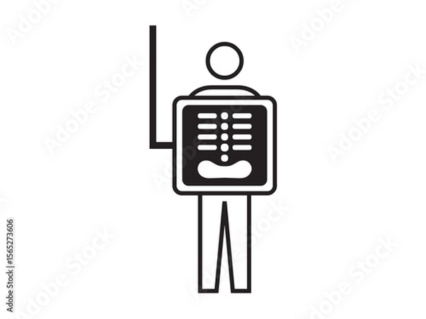 Fototapeta Vector isolated x-ray fluorography chest hospital  colorless black symbol icon logo infographics on a white background simple minimal graphic element