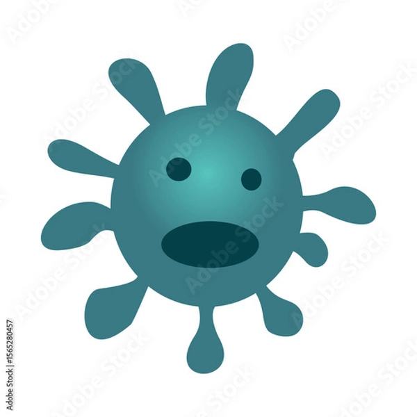 Fototapeta Bacteria, microbes, funny germs and viruses isolating cartoon vector character with blue funny face