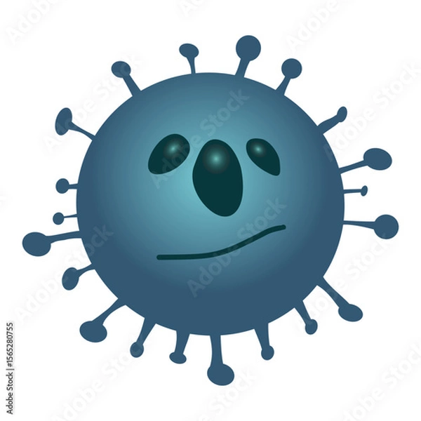 Fototapeta Bacteria, microbes, funny germs and viruses isolate cartoon vector character with blue funny face with flat expression