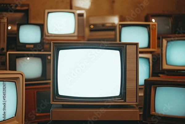 Fototapeta High Detail Picture of Close Up of Old Vintage Television Sets