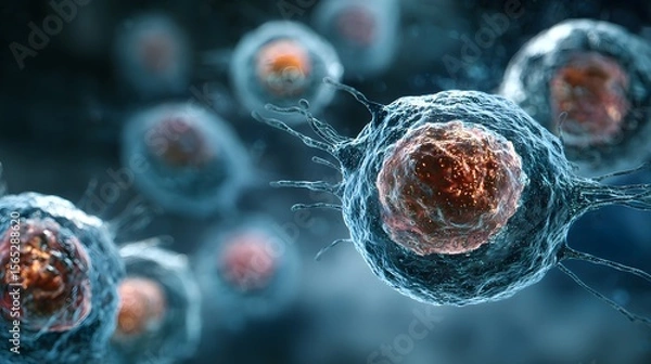 Fototapeta Neural Network Cells: Microscopic View for Neuroscience and Biotechnology