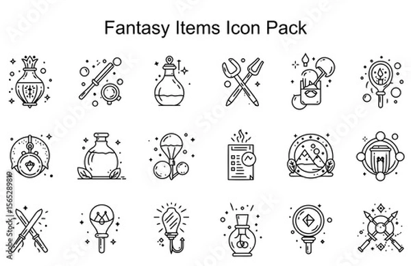 Fototapeta Fantasy Items Icon Pack