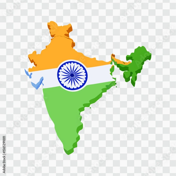 Obraz "India Map with Flag Colors - National Geographic Outline"