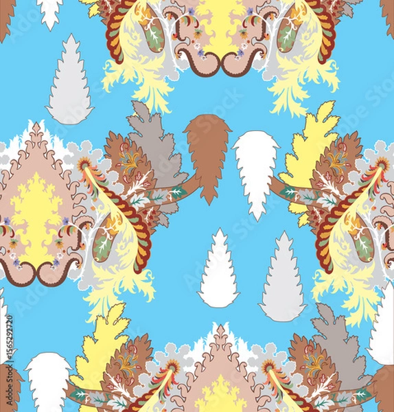 Fototapeta illustration geometry flower pattern, vintage graphic vector texture 