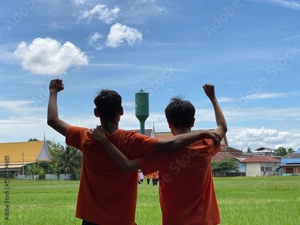 Obraz man with arms raised