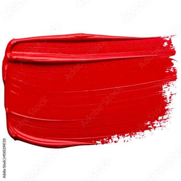 Fototapeta  Horizontal Red Paint Swipe with Thick Brush Texture and Tapered Ends, isolated on a transparent background PNG