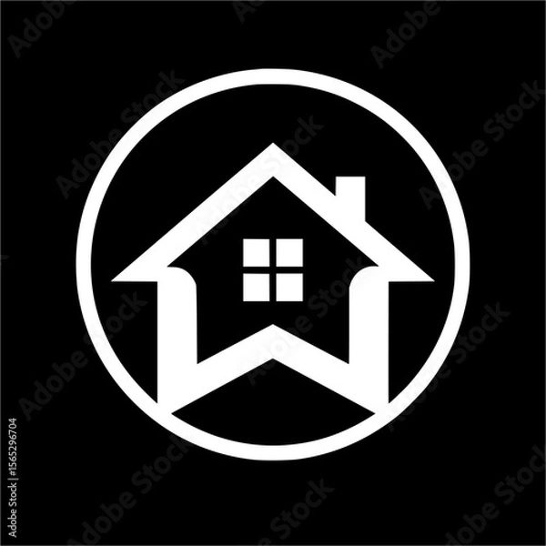 Fototapeta Modern Home Icon in Circular Frame