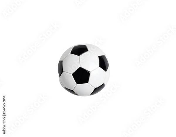 Fototapeta Top View of Soccer Ball in Stretched Goal Net, Isolated on White Background