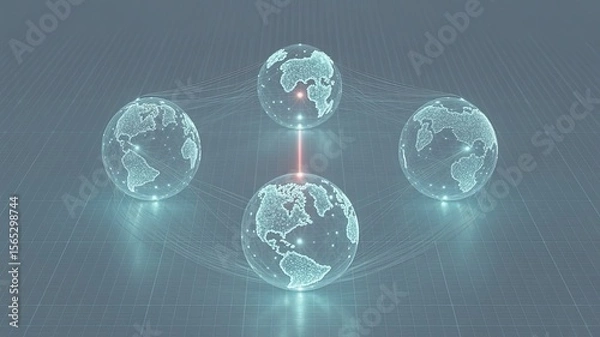 Obraz Global Network: Digitally rendered globes interconnected, symbolizing global communication, collaboration, and the interconnected nature of our world.