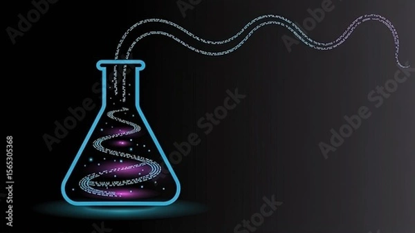 Obraz Science Lab Abstract: A glowing flask containing a swirling scientific reaction against a dark, enigmatic background, capturing the essence of discovery, innovation.