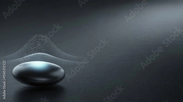 Obraz Elegant Abstract Composition: A minimalist scene featuring a dark, reflective oval object on a textured surface, set against a subtle backdrop of gradients and soft highlights.