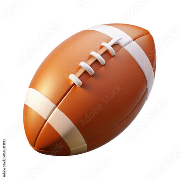 Obraz Classic american football with white laces and stripes isolated on white background