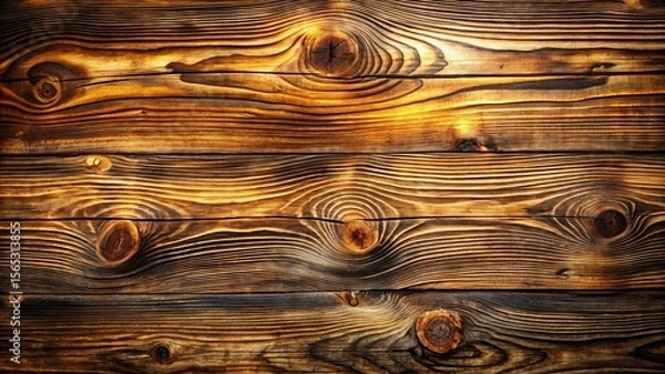 Fototapeta Rich, Dark Brown Wooden Planks Showing Intricate Grain Patterns and Knots, Ideal for Rustic Backgrounds or Textures