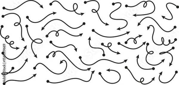 Fototapeta Hand drawn arrows, vector hand drawn curve arrow brush stroke for presentation, infographics, web design or educational materials.