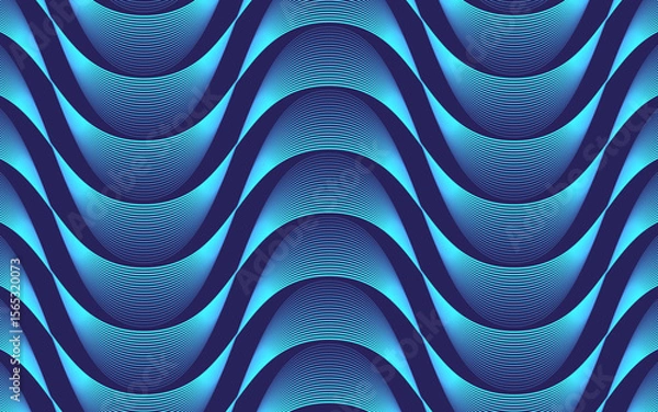 Obraz Outline waves background or wallpaper, abstract scales texture pattern or fractals using basic geometric shapes, optical illusion, decoration vector, technology or quantum data concept