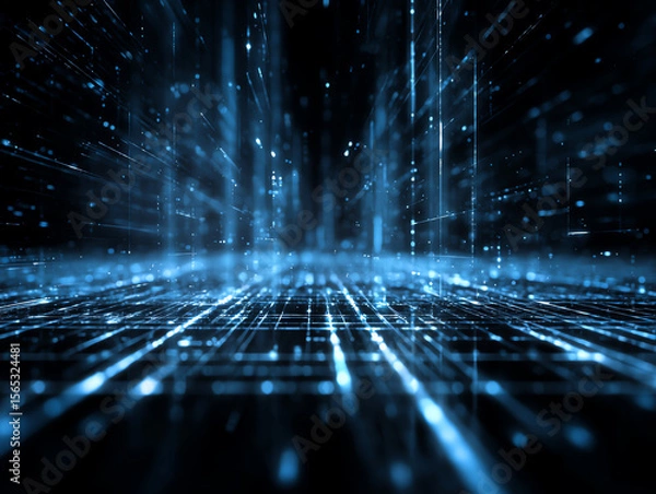 Fototapeta Futuristic digital data stream background.