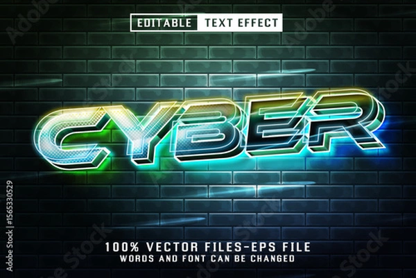 Fototapeta Cyber Neon Text - Editable Text Effect