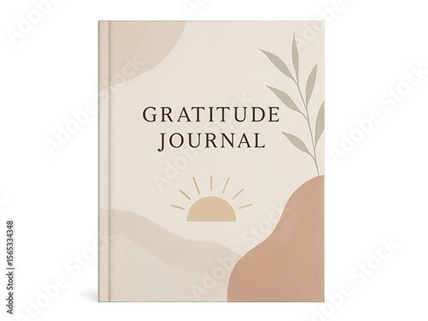 Fototapeta Minimalist gratitude journal cover design with abstract shapes isolated on transparent background