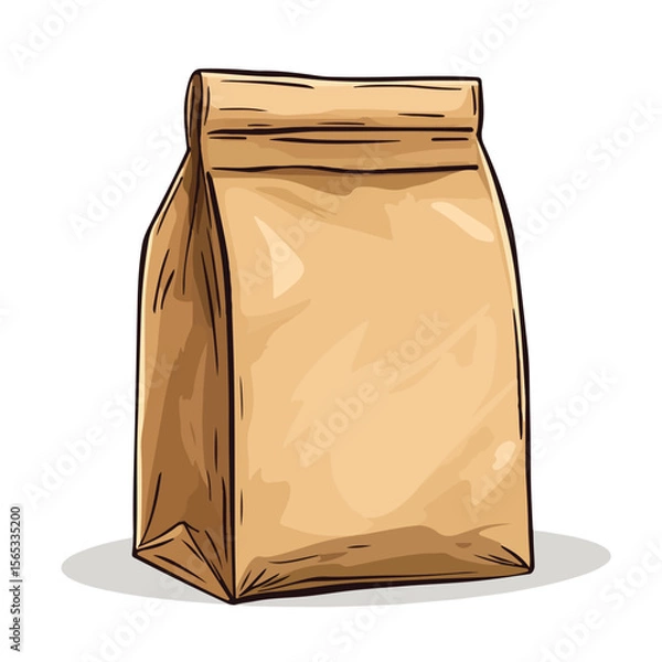 Obraz Brown Paper Bag Cartoon Vector and Illustration Hand