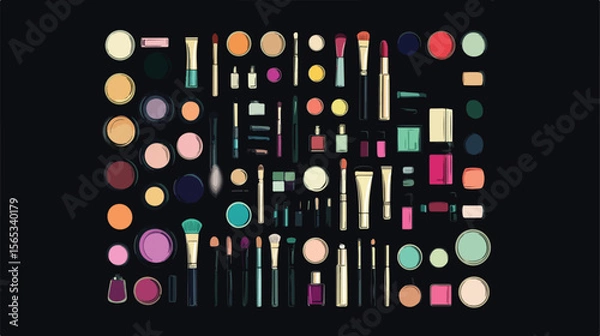 Obraz Bundle of Fifty Makeup Cosmetics Set Icons