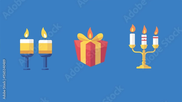 Obraz Set of Hanukkah Icons Vector Illustration