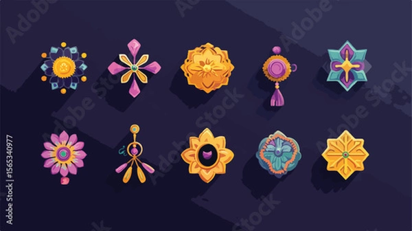 Obraz Bundle of Happy Raksha Bandhan Set Icons Flat