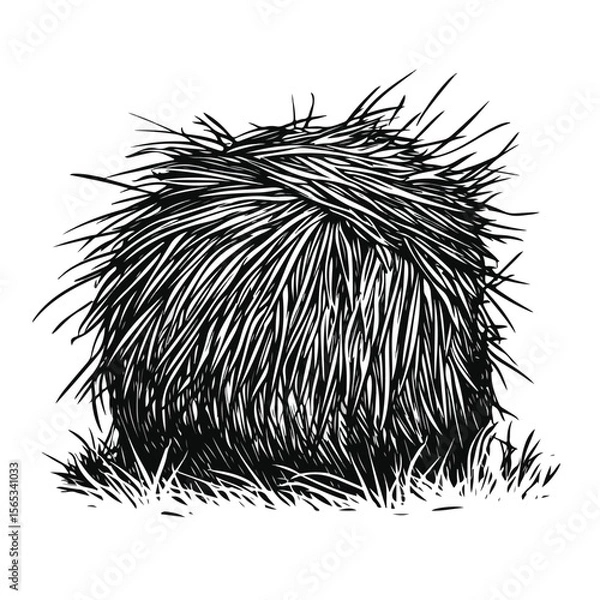 Obraz Bundle of Hay Cartoon Vector and Illustration in Black