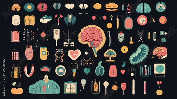 Obraz Flat Vector Bundle of Mental Health Icons for Professional Use