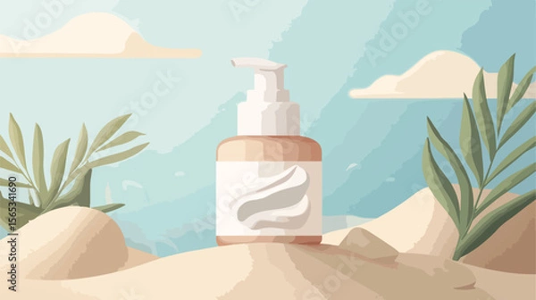Obraz Body Cream Bottle Flat Vector Illustration