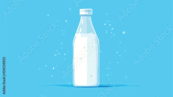 Obraz Clean Milk Bottle with Vacuum Character, Healthy Dairy Product Concept