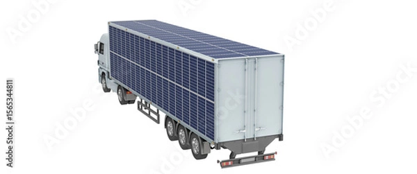 Fototapeta Hybrid freight truck isolated on transparent background. Back view. 3D illustration.