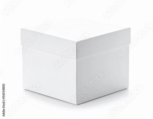 Fototapeta Plain white cube box with minimal design isolated on white background
