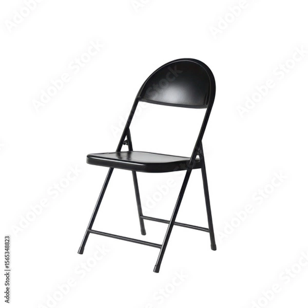 Obraz A single black folding chair centered on a stark white background in studio light