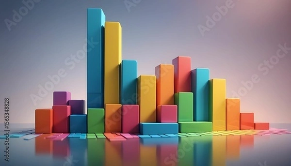 Obraz a vibrant 3D bar graph made of colorful blocks