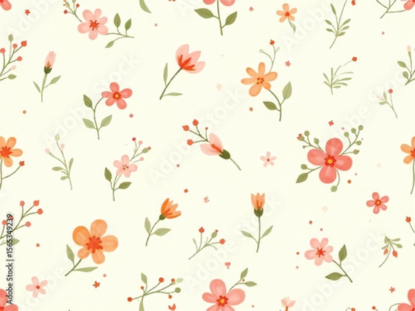Obraz seamless pattern with red flowers